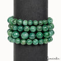 4 Pcs Set Natural Green Emerald Rondelle Cab Beaded Stretchable Bracelet~6 Inch