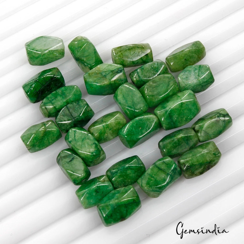 Emerald Beaded Strand, Color Enhanced, Green — 10mm to 13mm, 132.30 Ct, Brazil
