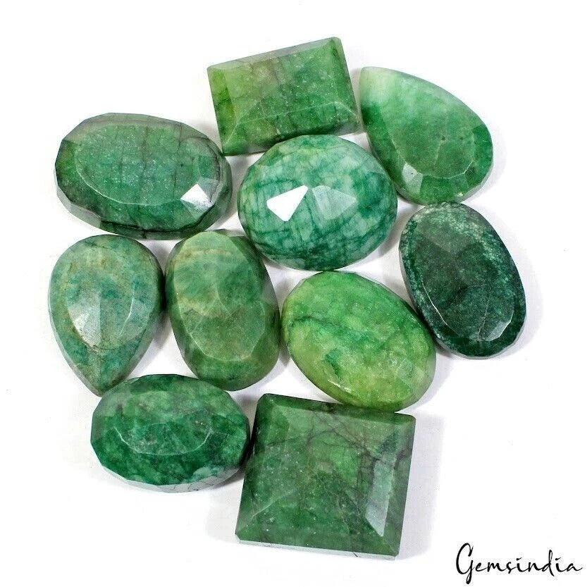 1020 Ct./10 Pieces Natural Green Emerald Mix Loose Gemstones Lot, Faceted Stone