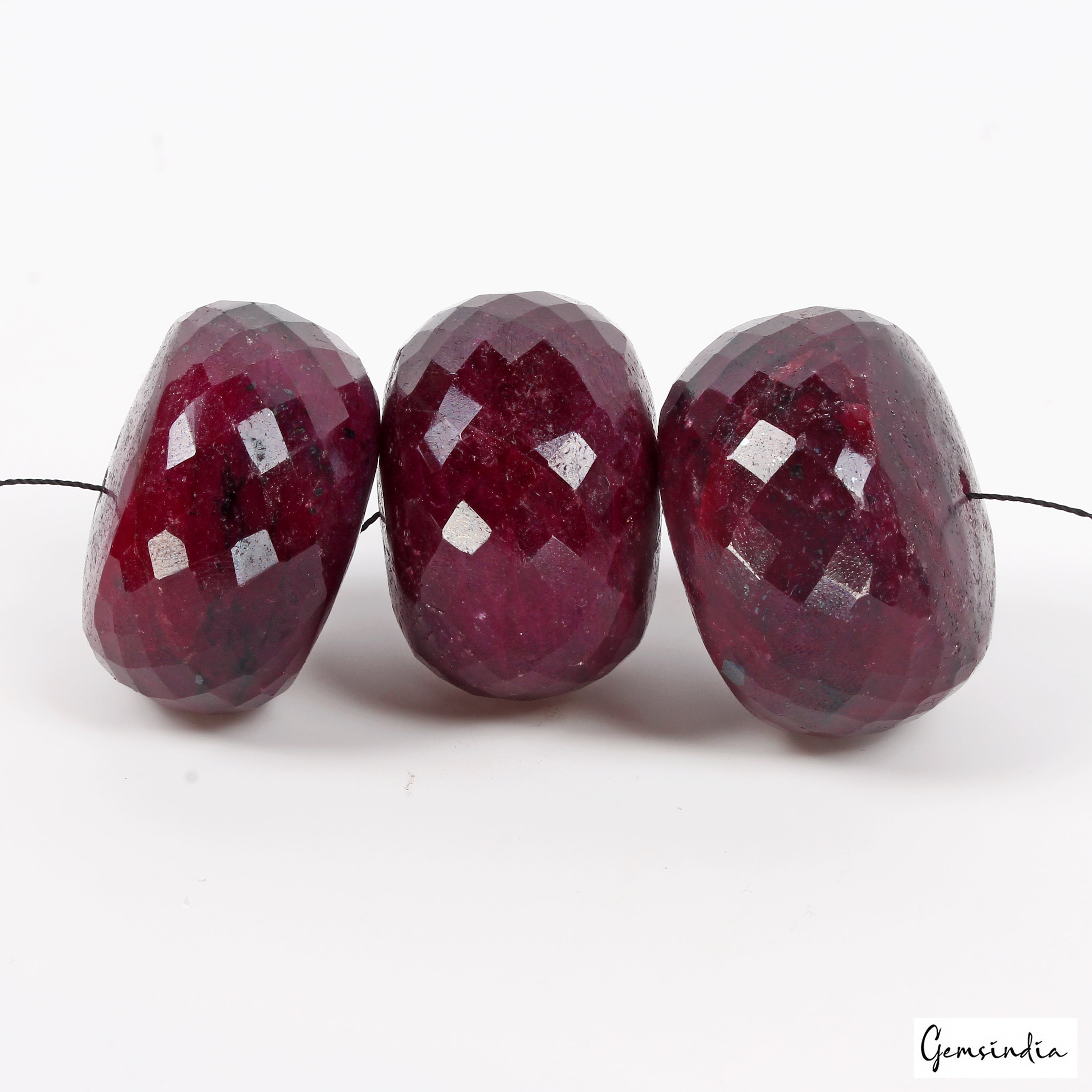 840 Ct Natural African Red Ruby Round Faceted 32-34mm Drill Bead Loose Gems Lot