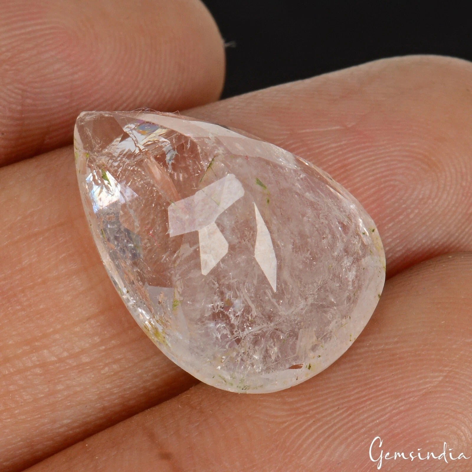 18.70 Ct Natural Peach Morganite Loose Unheated Pear Cut Gemstone From Brazil