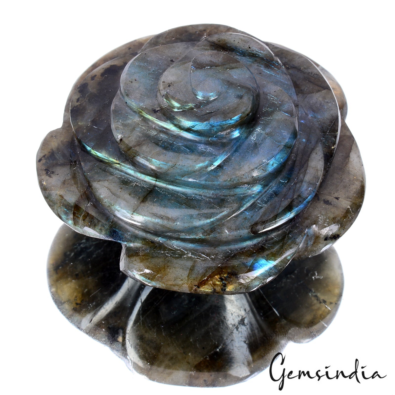 540 Cts Natural Labradorite Rose Carving Unique Decorative Huge Gemstone Piece