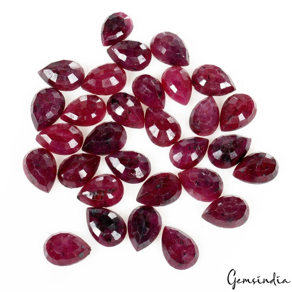 Certified 180 Ct/30 Pcs Natural Red Ruby Pear Cut 11-13mm Loose Gems For Jewelry