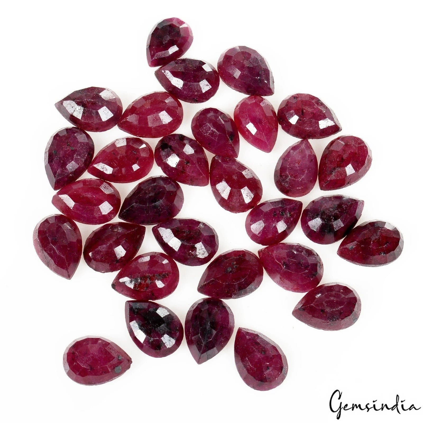 Certified 180 Ct/30 Pcs Natural Red Ruby Pear Cut 11-13mm Loose Gems For Jewelry