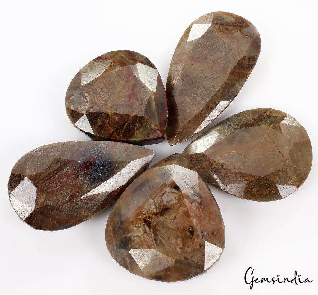 3260 Ct/5 Pcs Natural Untreated Brown Sapphire Pear Cut Wholesale Gemstones Lot