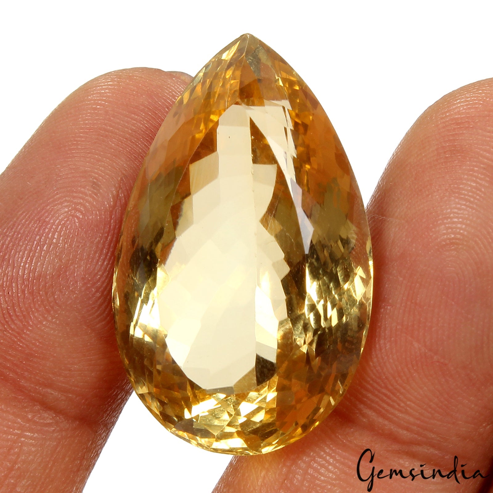 VVS 46.30Ct Natural Citrine AAA Grade Pear Faceted Cut Unheated Gemstone, Brazil