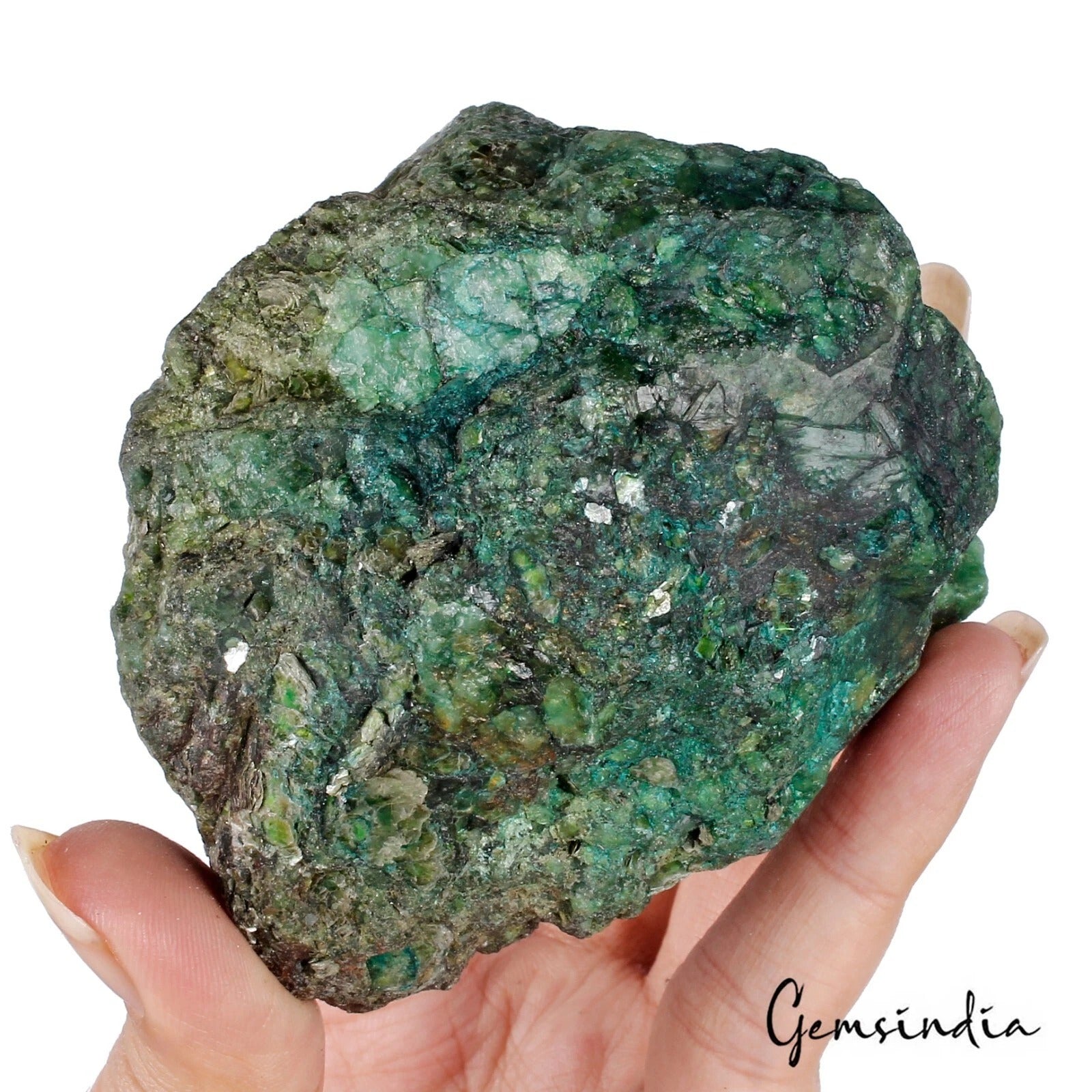 Emerald Rough Specimen, Color Enhanced, Green — 74x68x66mm, 2030 Ct, Zambia