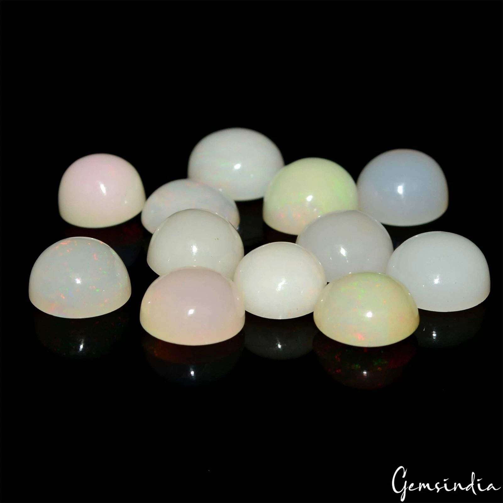 24.20 Cts/12 Pcs Natural Untreated Australian Multi Shine Opal Round Loose Gems