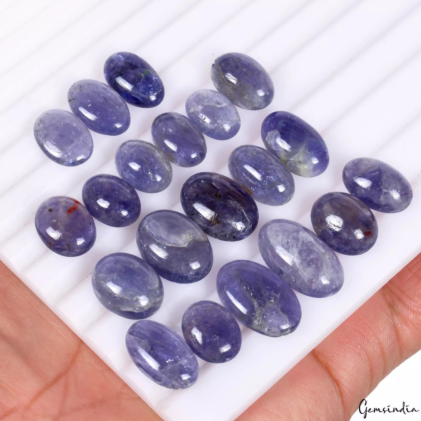 100.60 Cts/20 Pcs Natural Untreated Blue Iolite Oval Cab Loose Gems For Jewelry