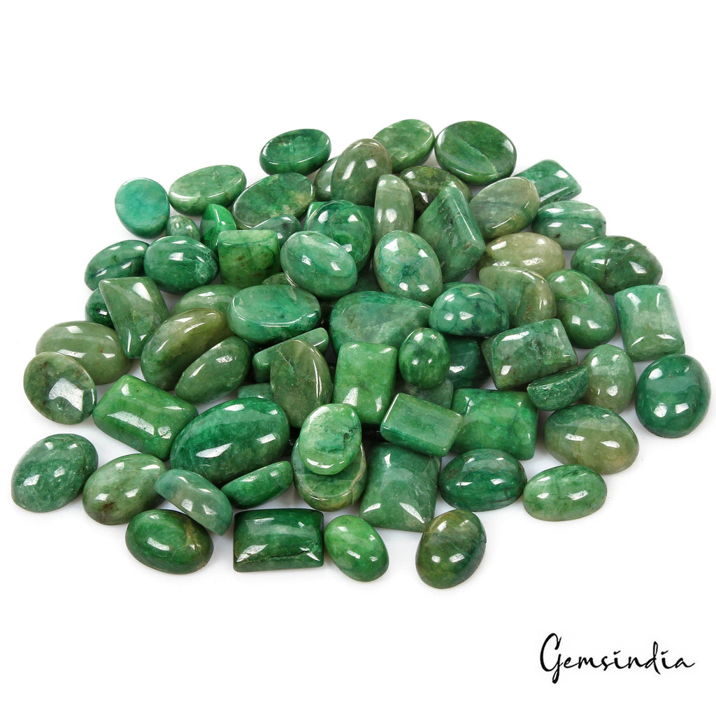 1040 Ct/75 Pcs Natural Brazilian Green Emerald Mixed Cab Loose Gems For Jewelry