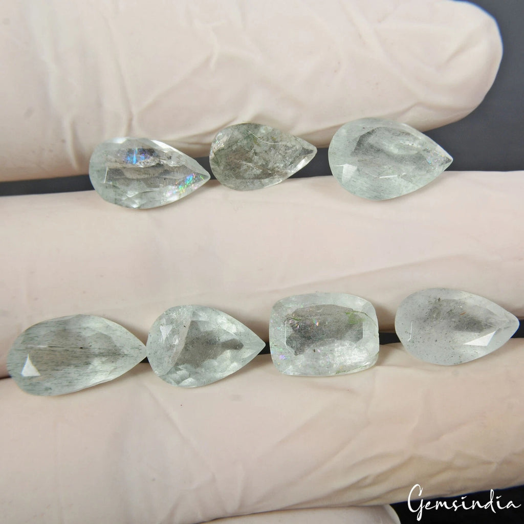 Aquamarine Lot, Loose Gemstone, Untreated, Green — 7 Pieces, 12mm, 28.40 Ct, Brazil