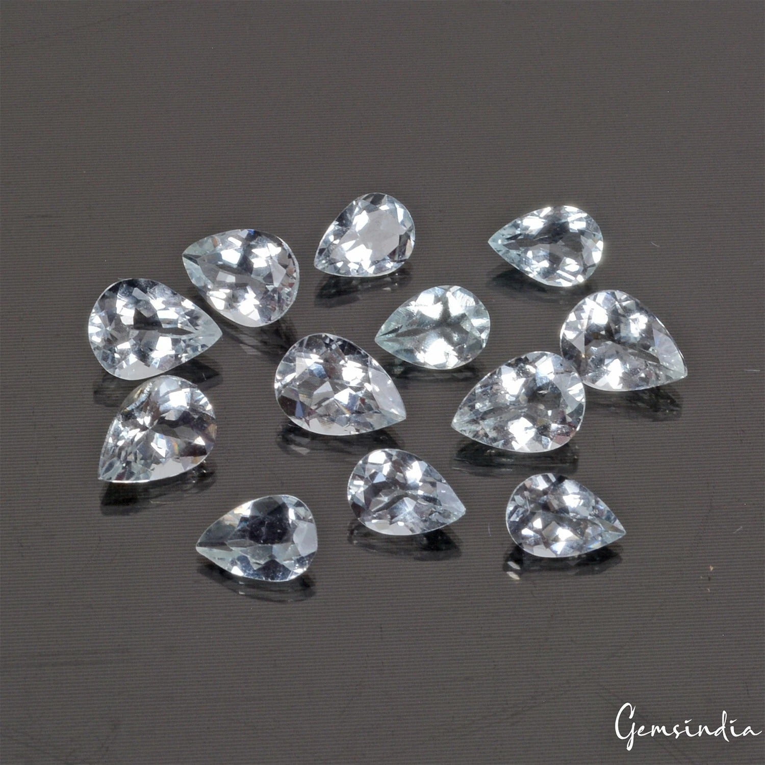 8.90 Ct Natural Untreated Blue Aquamarine Pear Cut Faceted Loose Gems Lot 12 Pc