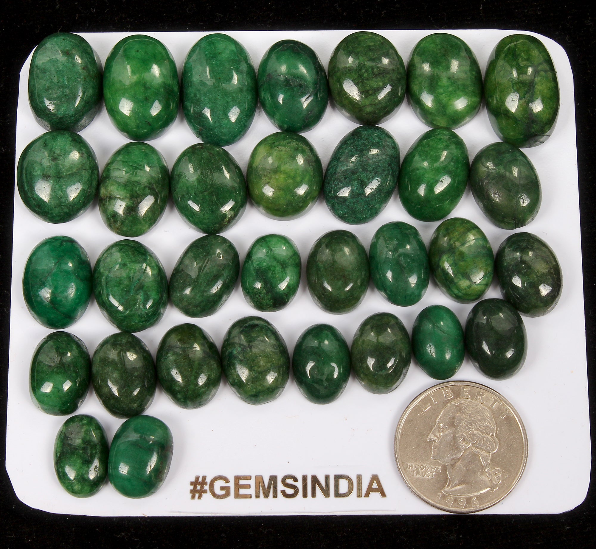 420 Ct/32 Pcs Natural Brazilian Dark Green Emerald Oval Cab Loose Gems For Jewel