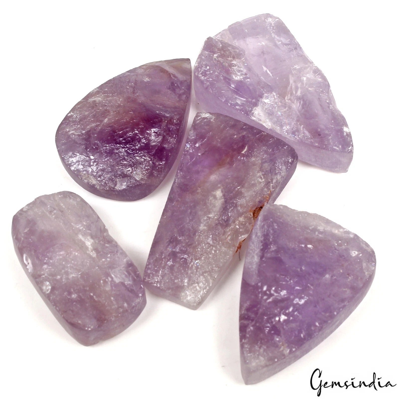 200 Ct/5Pcs Natural Untreated Purple Amethyst Druzy Flat Back Mix Cut Loose Gems