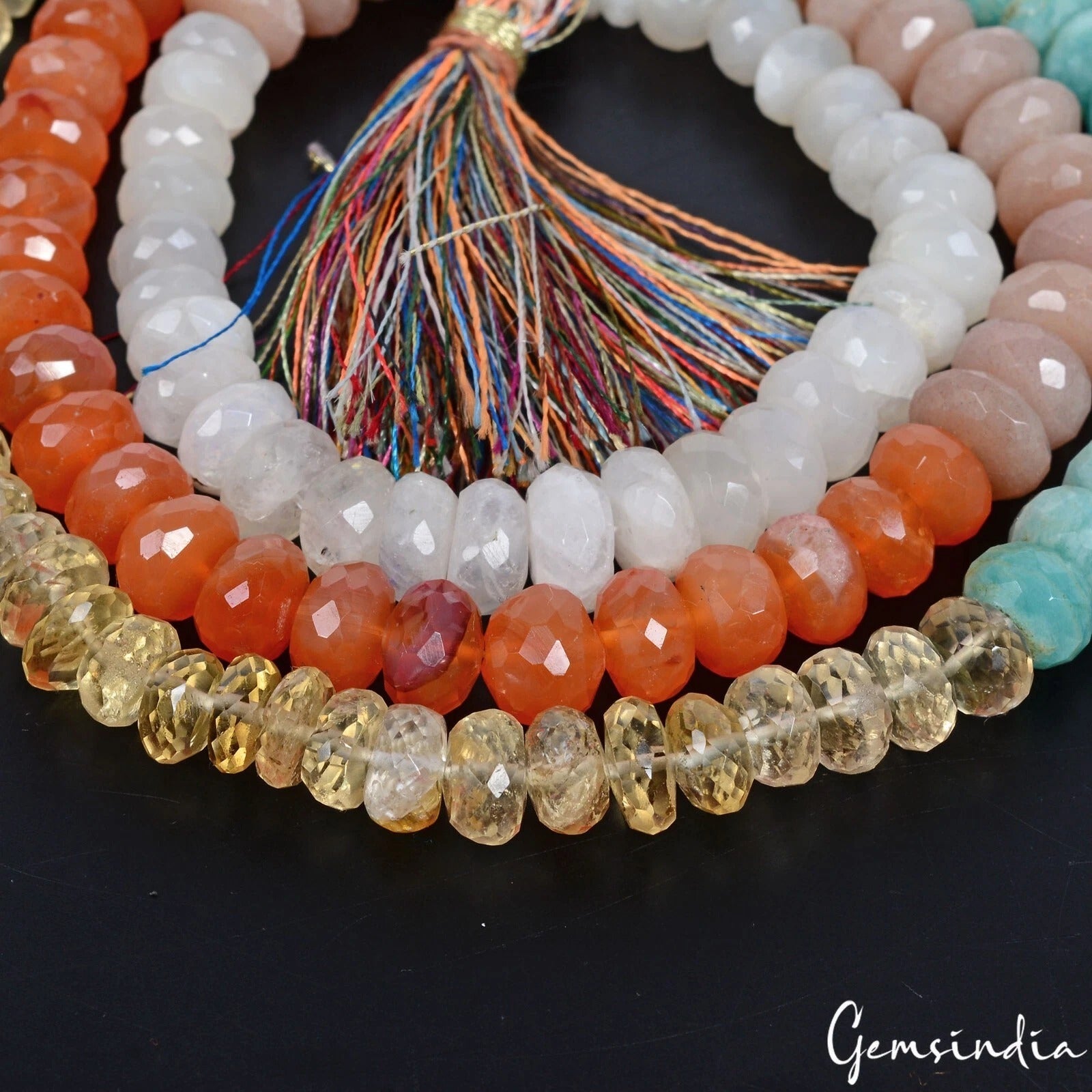 360 Cts Natural Multi Color Gems Round Cut Drilled Bead Handmade 25" Long Strand