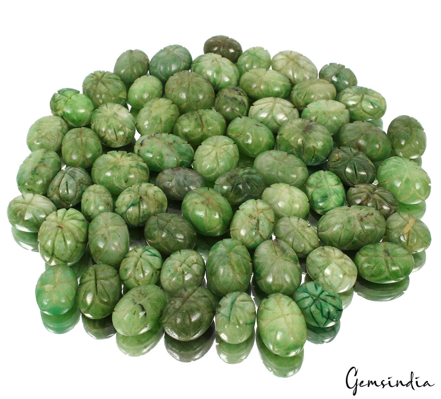 1000 Ct Natural Hand Carving Green Emerald Oval Cut Loose 14-21mm Gemstones Lot
