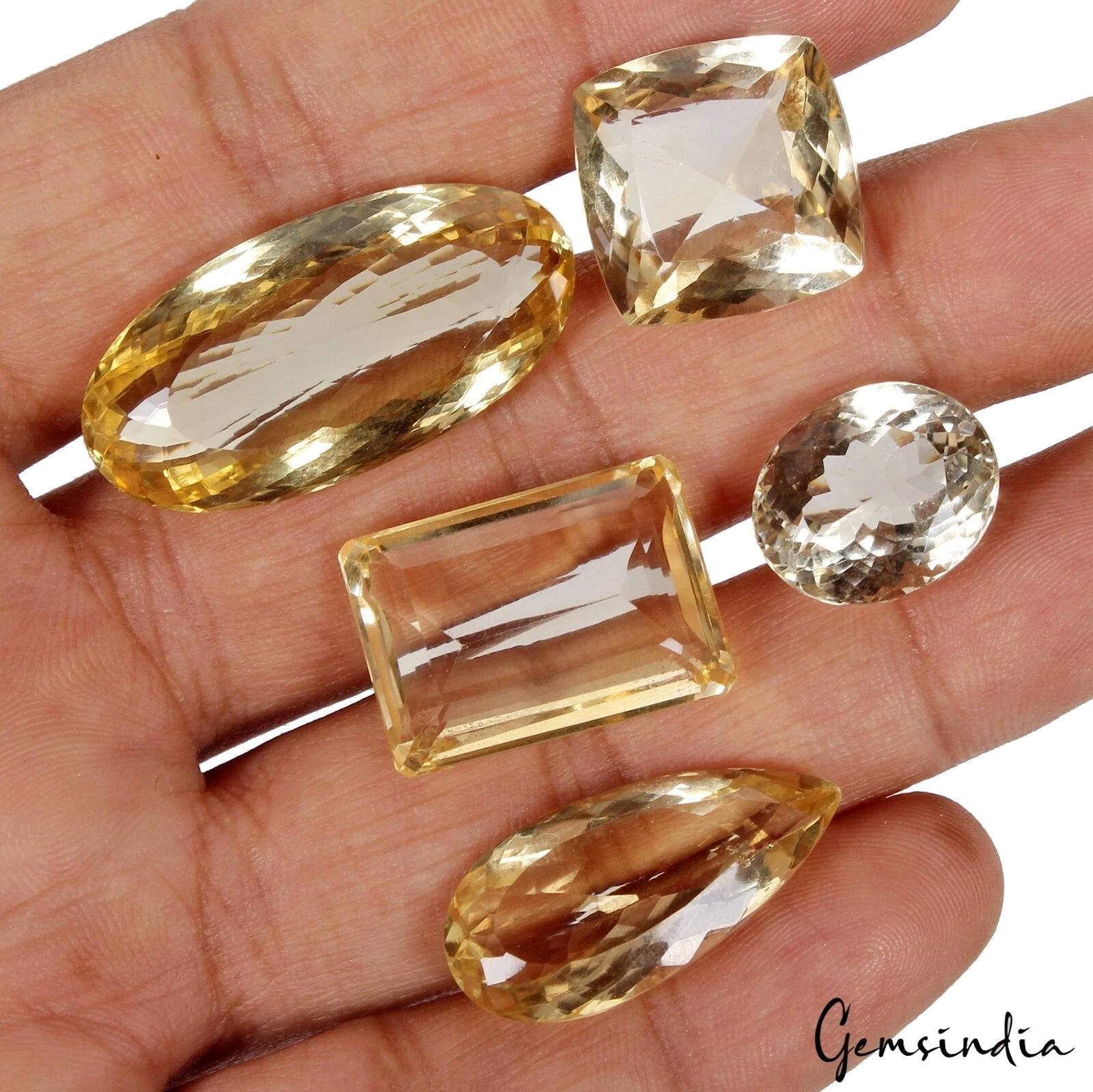 102.95Ct Top Grade Natural Citrine Mix Cut Loose Unheated 15-32mm Gemstones~5 Pc