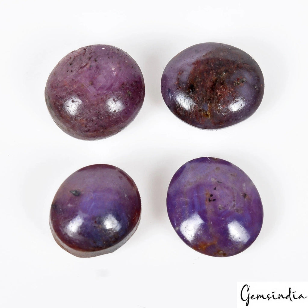 4 Pcs Unheated Natural Star Sapphire 12-13mm Oval Loose Cabochon Gemstones Lot
