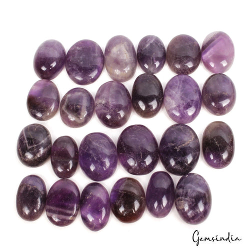 Amethyst Lot, Cabochon, Untreated, Purple — 24 Pieces, 19mm to 23mm, 440 Ct