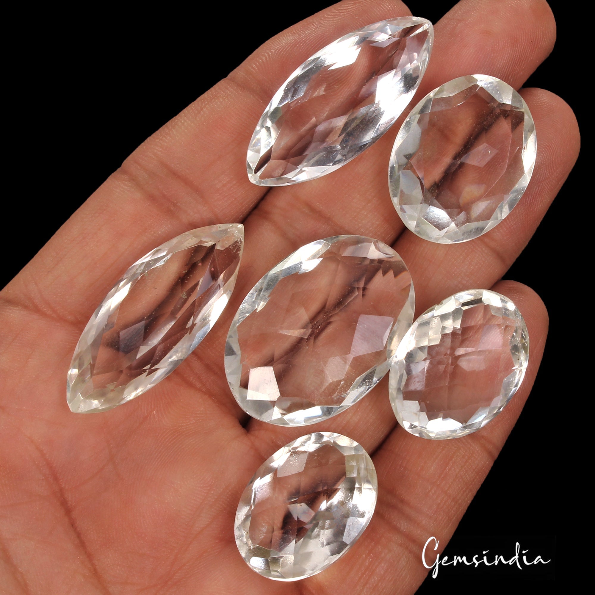 227.70 Ct Natural Untreated Crystal Quartz Mix Faceted Loose Gemstone Lot 6 Pcs