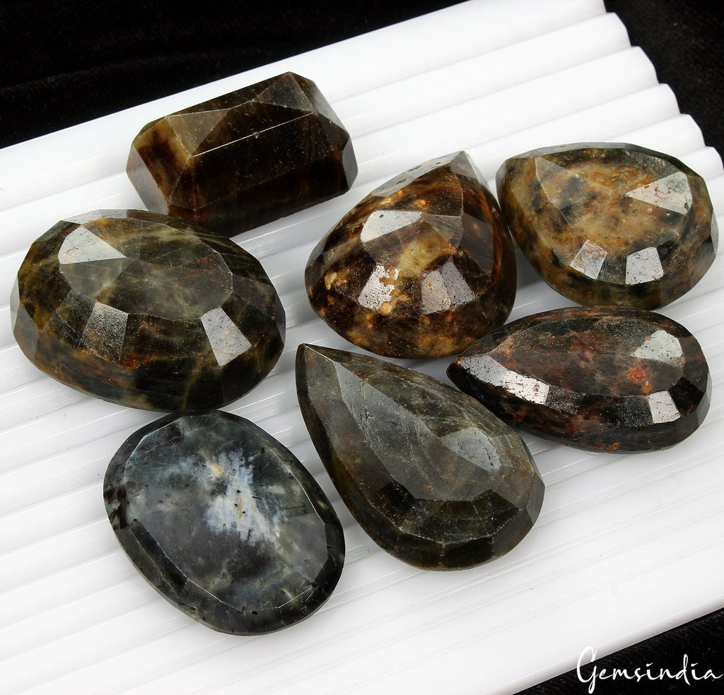Natural Best Black Sapphire Untreated Mix Faceted Loose Gemstones 1400Ct 35-49mm