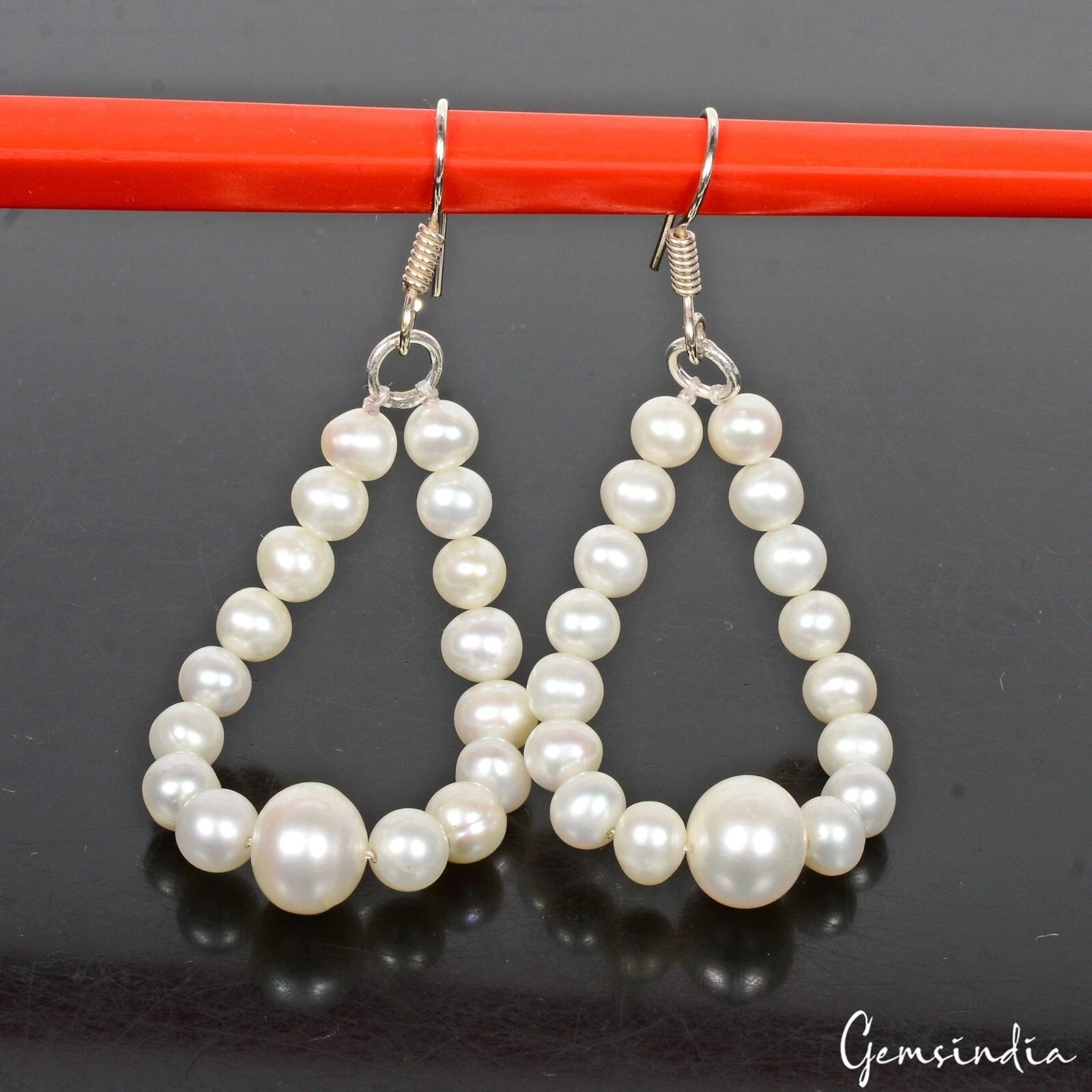 57.30Ct Natural Freshwater Pearl Beaded Dangler Beautiful Earring For Girl 2.75"
