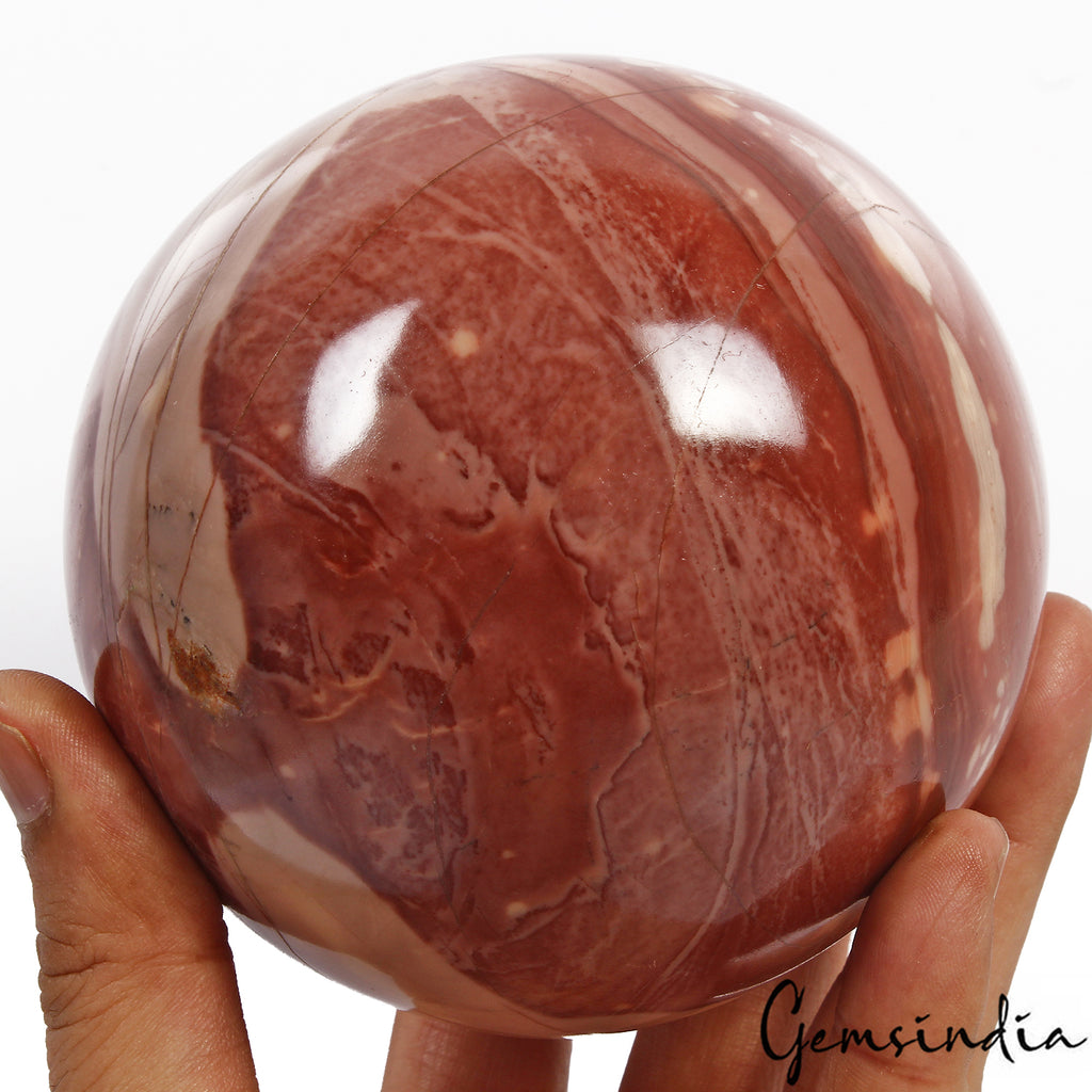 Red Jasper Sphere, Untreated — 4.2" in diameter, 1.818 Kg (9090 Ct), Madagascar