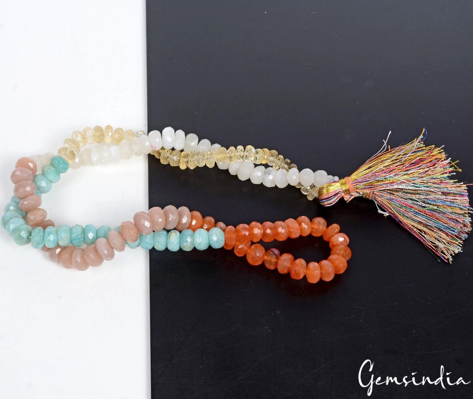 Citrine Beaded Strand, Multi Color — 25", 360 Ct, India