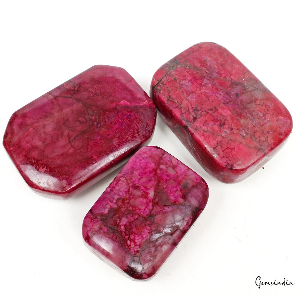 Ruby Cabochon, Color Enhanced, Pink Red — 51mm to 66mm, 2400 Ct, Madagascar