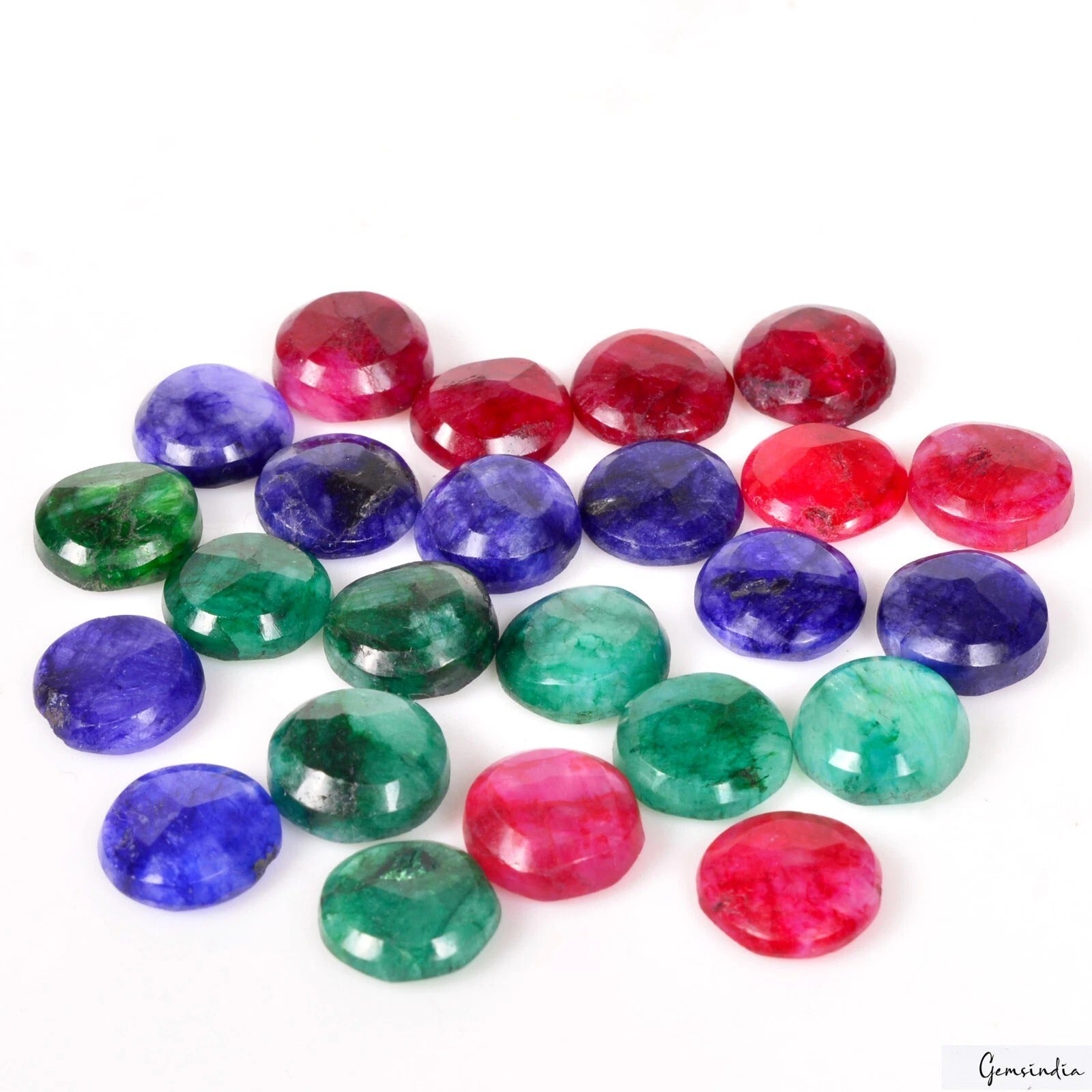 135.90 Cts/24 Pcs Natural Red Blue Green Beryl Round Cut Loose Gems For Jewelry