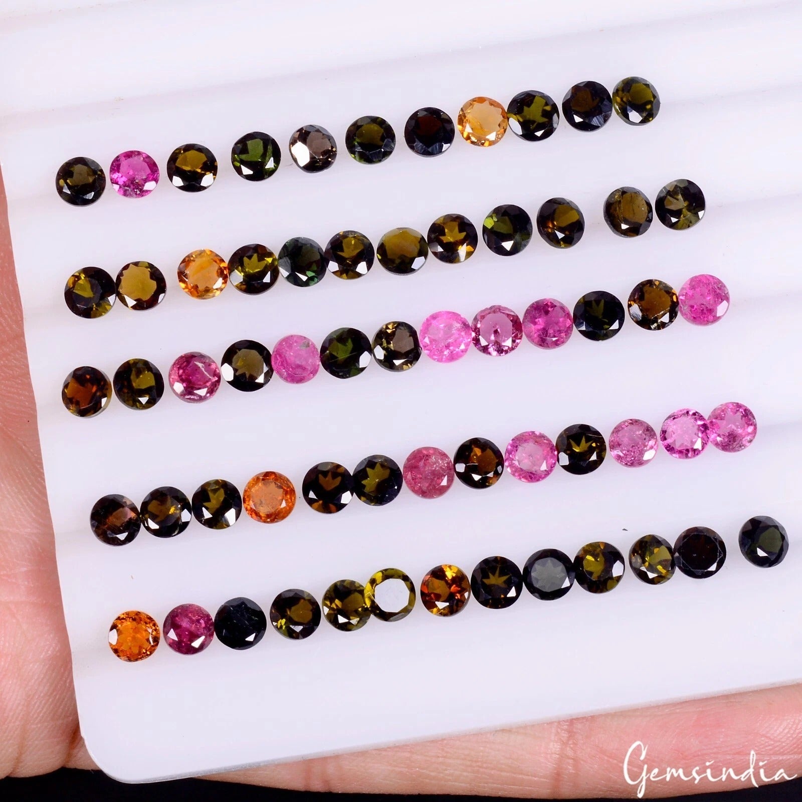 Multi Color 4mm Round Cut Natural Tourmaline Unheated Mozambique Gemstones ~61 P