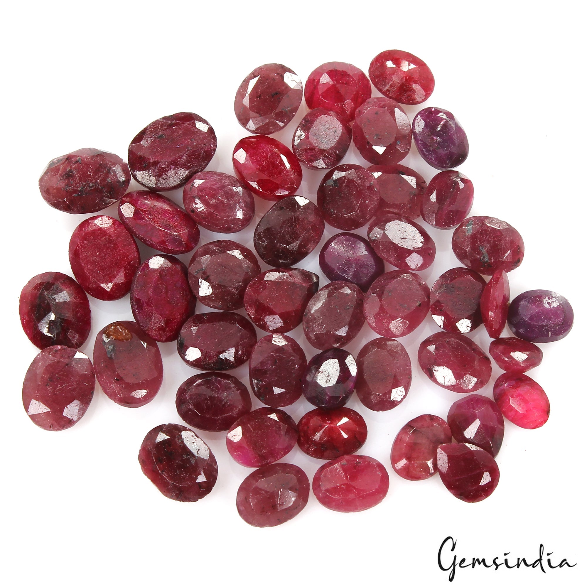 105.40 Ct/46Pcs Natural Red Ruby Mixed Cut Loose Faceted 6-11mm Jewelry Gems Lot