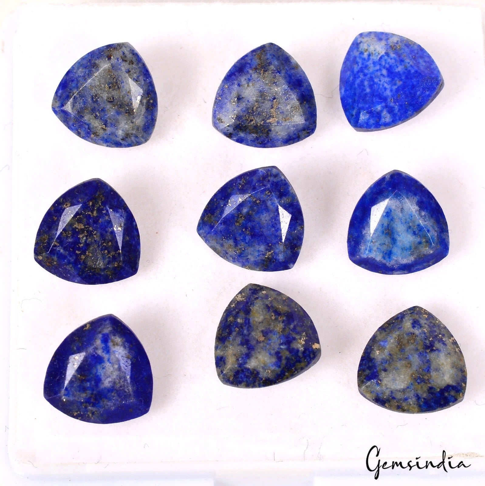 31.80 Cts/9 Pcs Natural Blue Lapis Lazuli Trillion Cut Calibrated 10x5mm Gem Lot