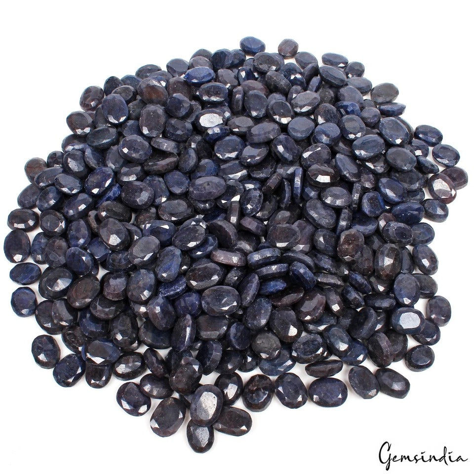 Blue Sapphire Lot, Loose Gemstone, Oval Cut, Color Enhanced — 385 Pieces, 15mm to 19mm, 7500 Ct (1.5 Kg)