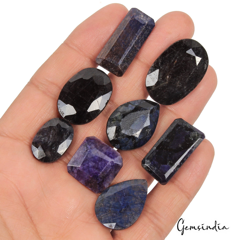 300 Ct Natural Blue Sapphire Mix Faceted Earth Mined Loose Gemstone Lot 8 Pcs