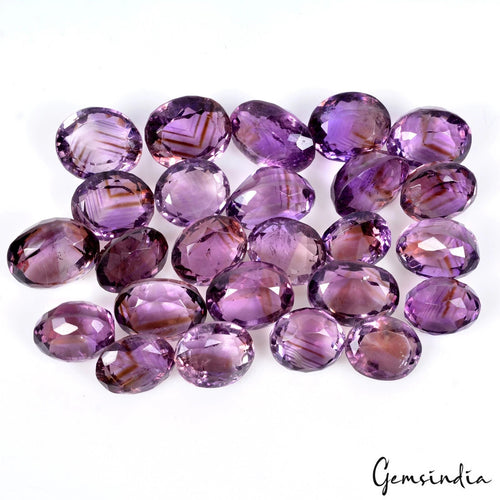 Amethyst Lot, Loose Gemstone, Oval Cut, Purple — 25 Pieces, 11mm to 15mm, 197.00 Ct, Uruguay
