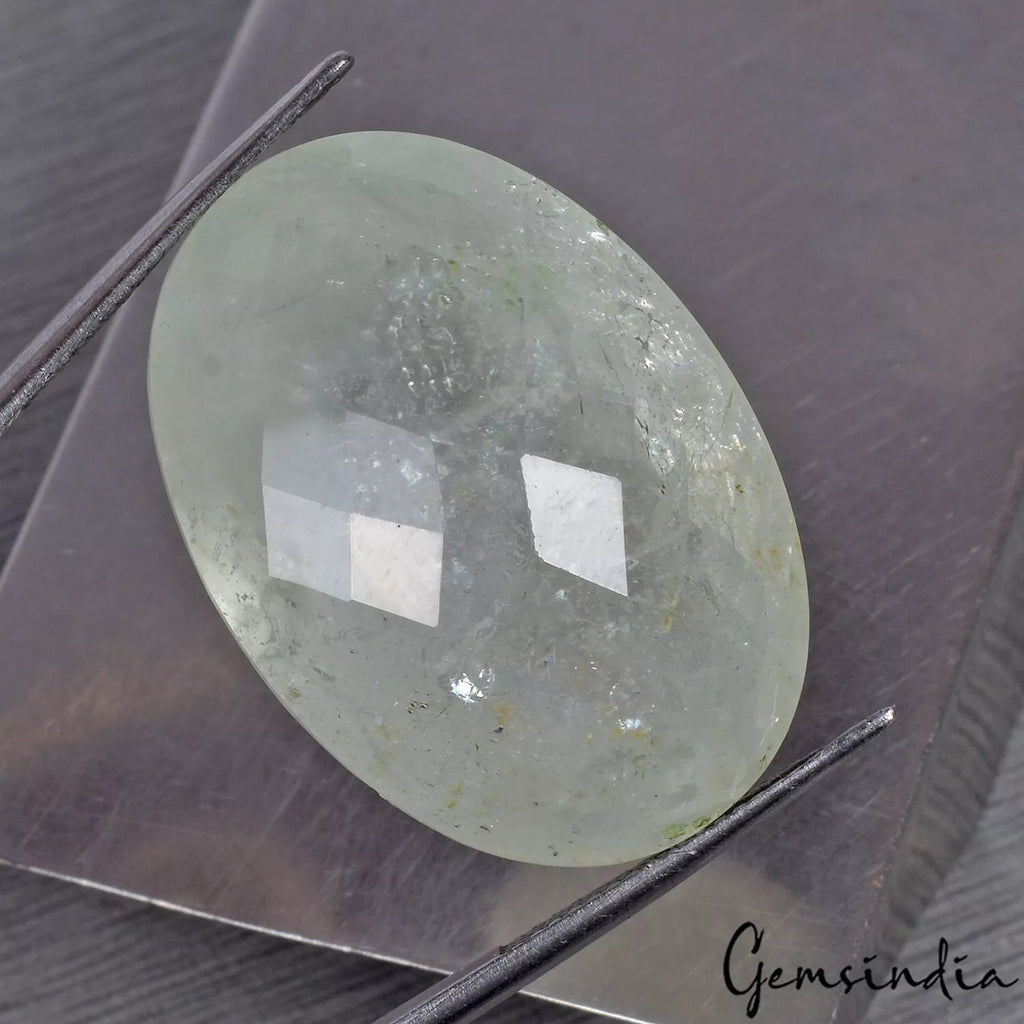 Certified 57.40 Ct Natural Aquamarine Oval Checker Cut AAA Grade Loose Gemstone