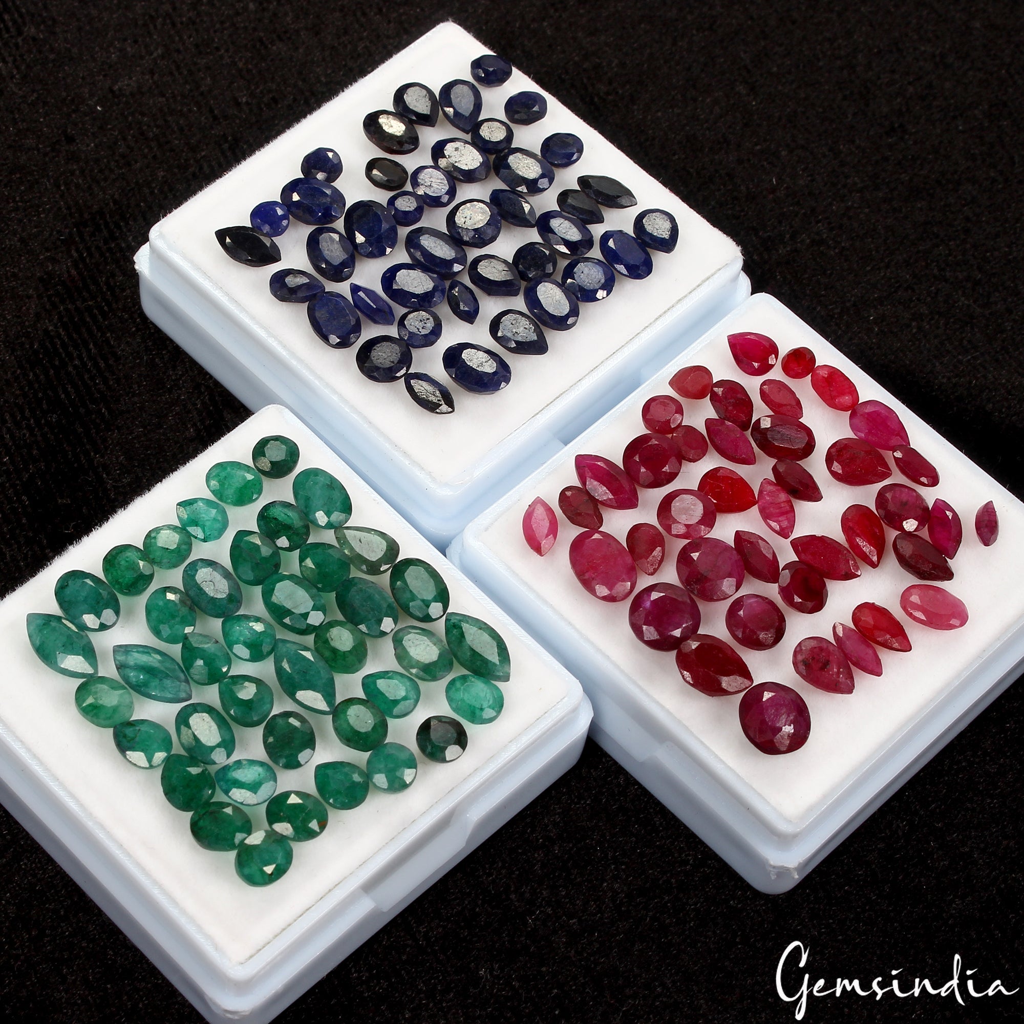 Natural Ruby Emerald Sapphire Loose Mix Cut Setting Size Gemstones 3 Lots~120 Pc