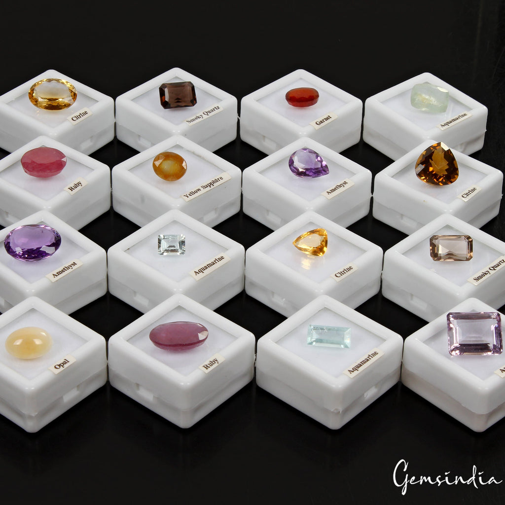 16 Pcs Estate Genuine Semi Precious Loose Mix Cut Jewelry Gemstones Collection
