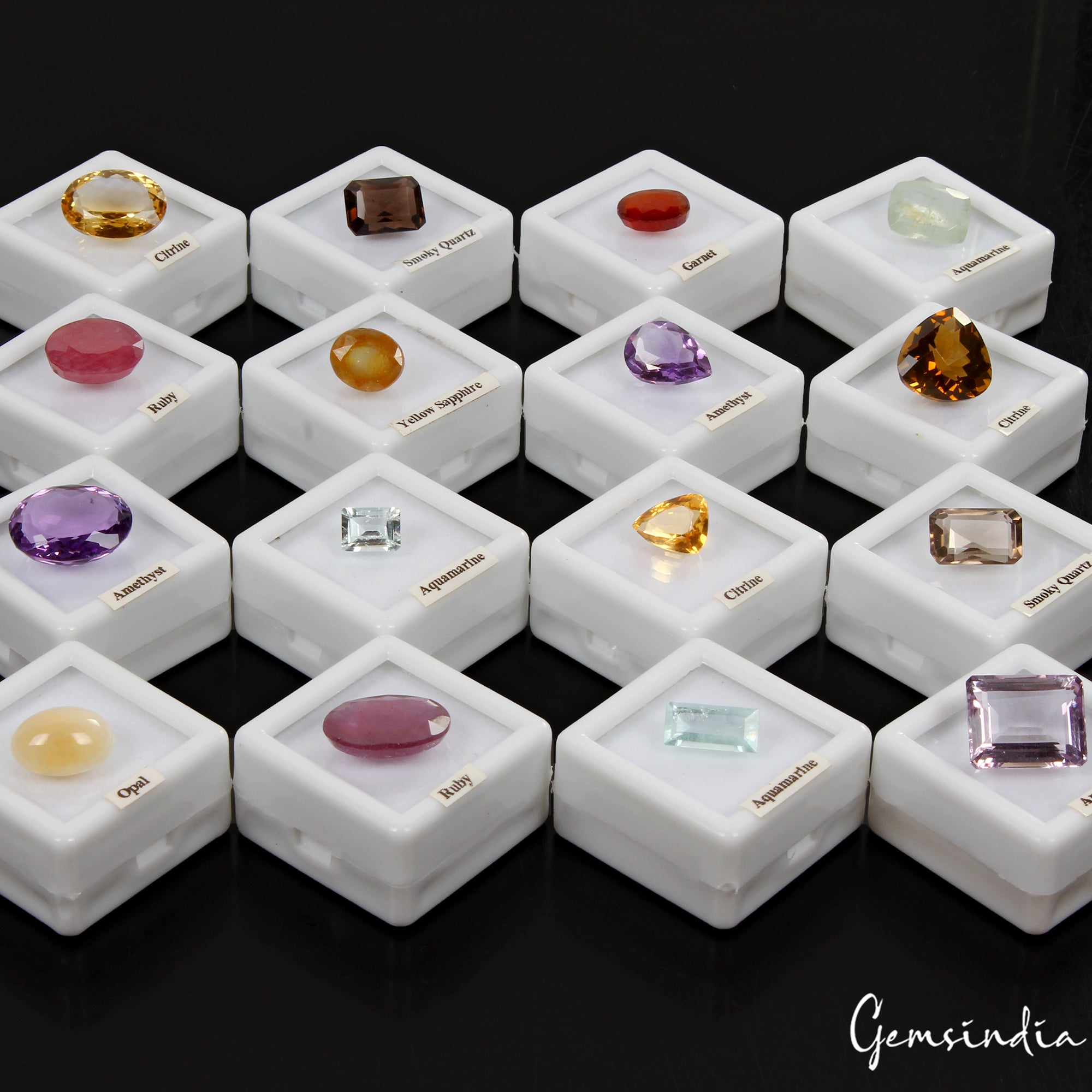 16 Pcs Estate Genuine Semi Precious Loose Mix Cut Jewelry Gemstones Collection