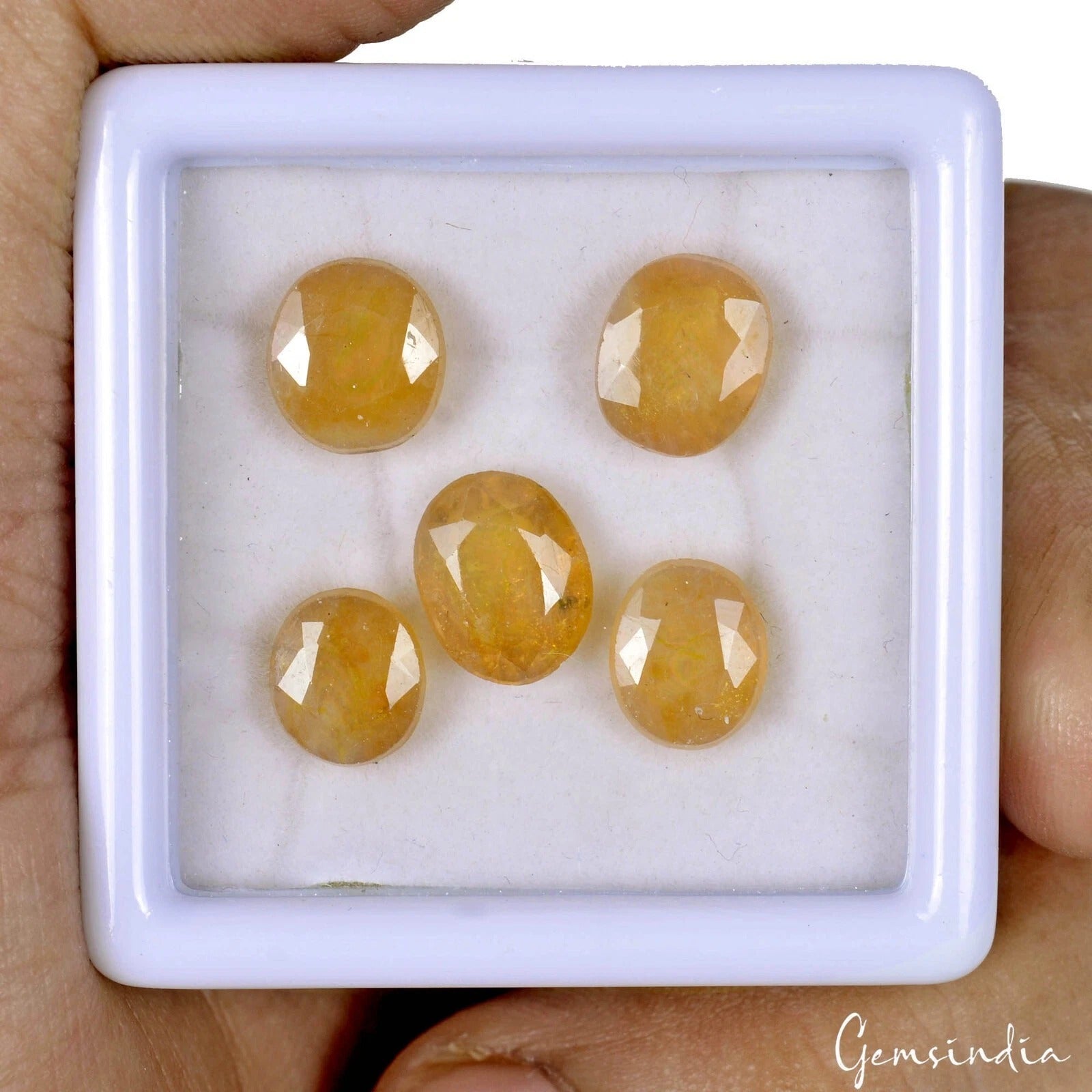 Ceylon Sapphire Lot, Loose Gemstone, Yellow — 5 Pieces, 8mm to 10mm, 21.40 Ct, Sri Lanka