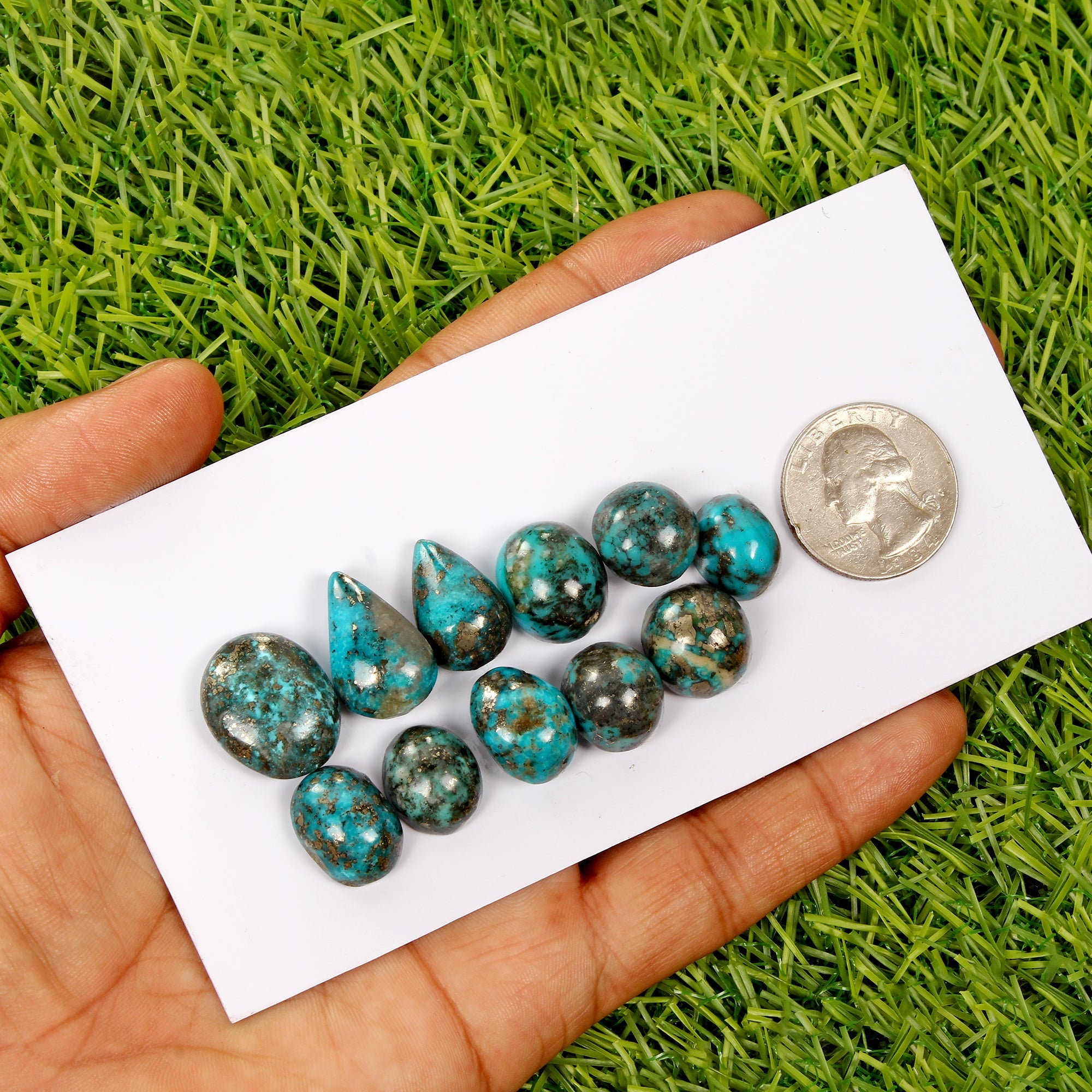 11 Persian Turquoise Neyshabur Cabochon Lot Not Stabilized, %100 Natural 14-20mm