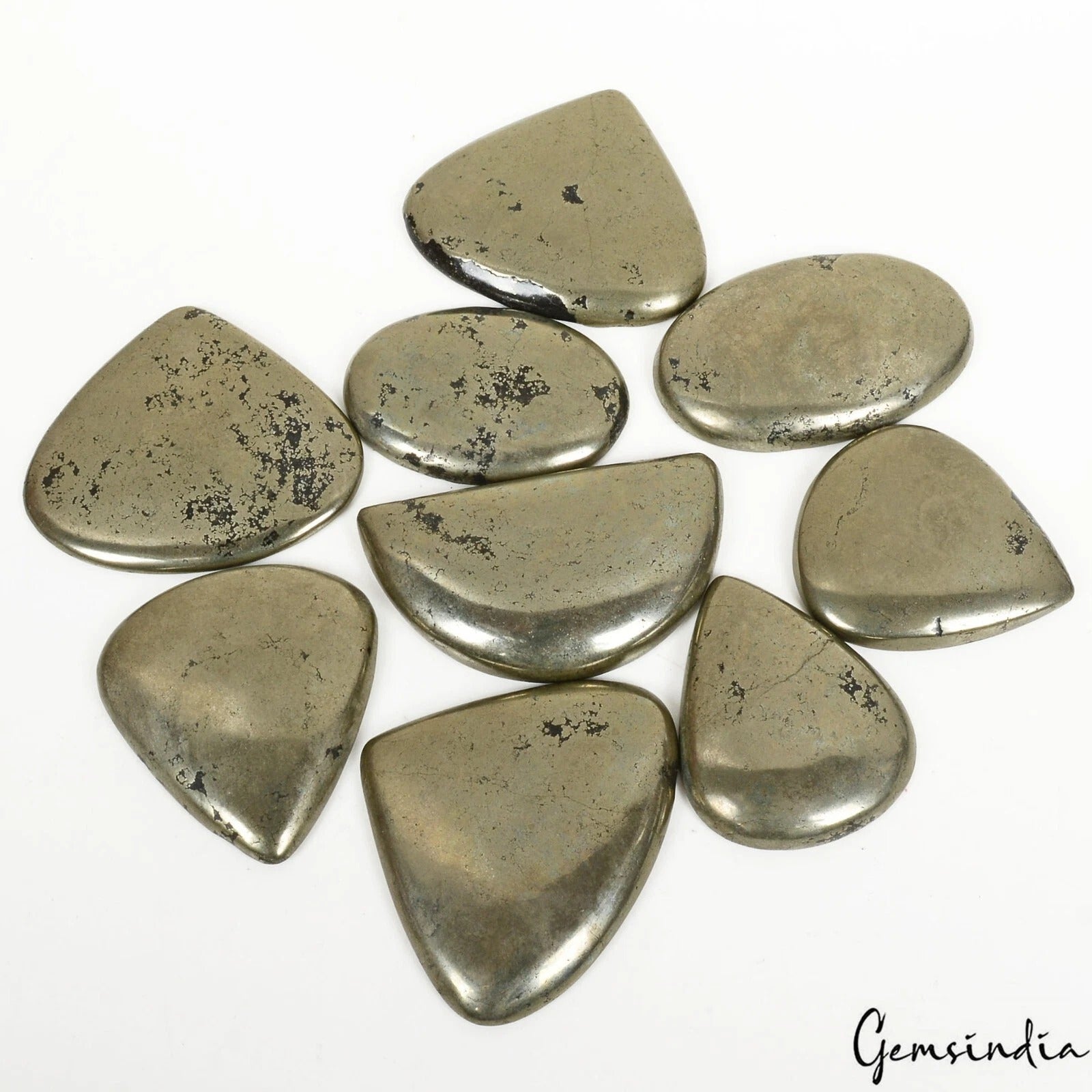 960 Ct Natural Gold Apache Pyrite Mix Cab Loose Wholesale Gemstone Lot~ 9 Pcs