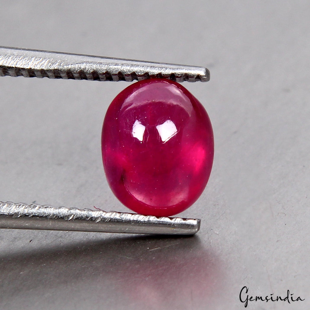1.10 Ct Natural Red Ruby Oval Cabochon Loose Mozambique Certified Gemstone 6x5mm