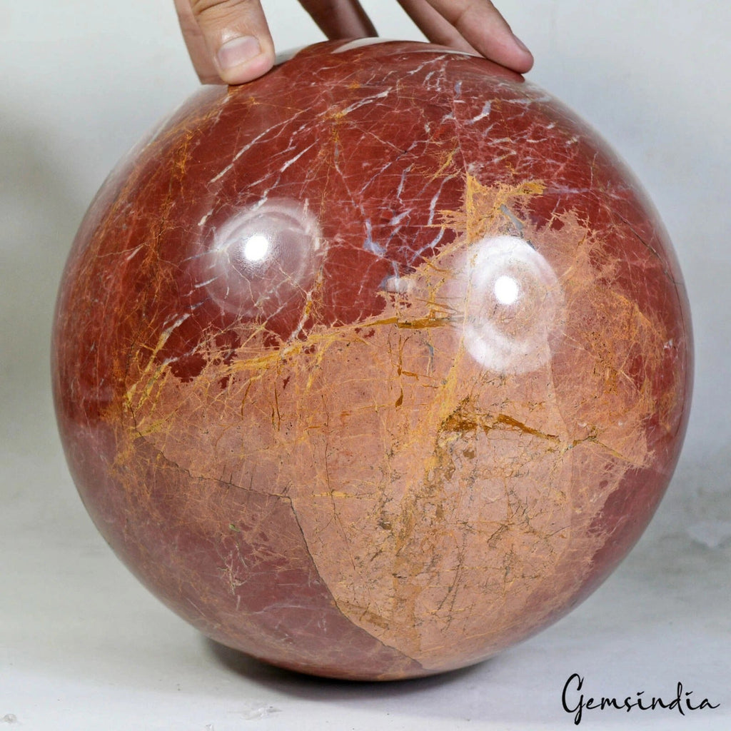 10.3 Kg Large Natural Red Jasper Sphere Crystal Ball Reiki Specimen Healing 7.5"