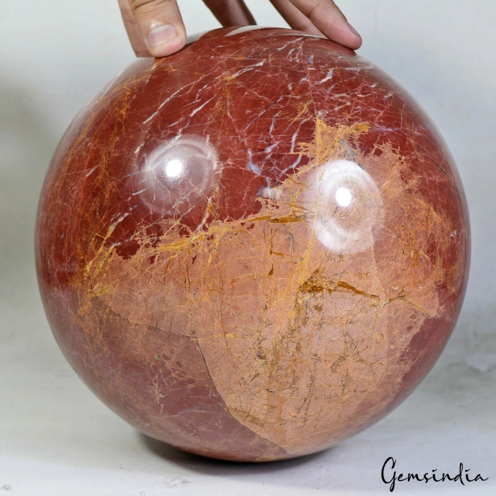10.3 Kg Large Natural Red Jasper Sphere Crystal Ball Reiki Specimen Healing 7.5"