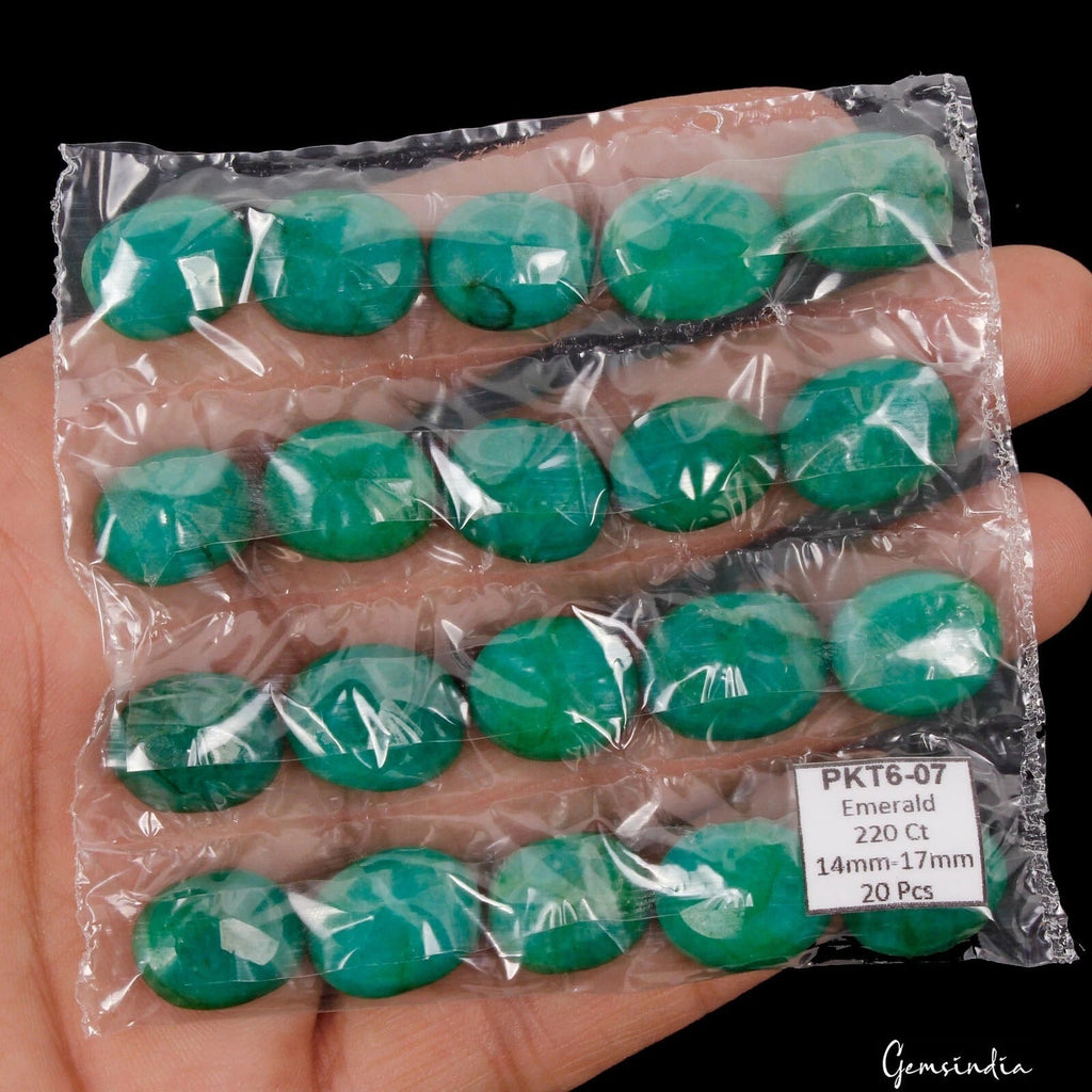 Certified 220 Ct/20 Pcs Natural Brazilian Fine Green Emerald Oval Cut Loose Gems