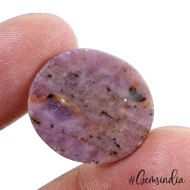 Ruby Cabochon, Untreated, Purple — 21x19x4mm, 19.70 Ct, Madagascar
