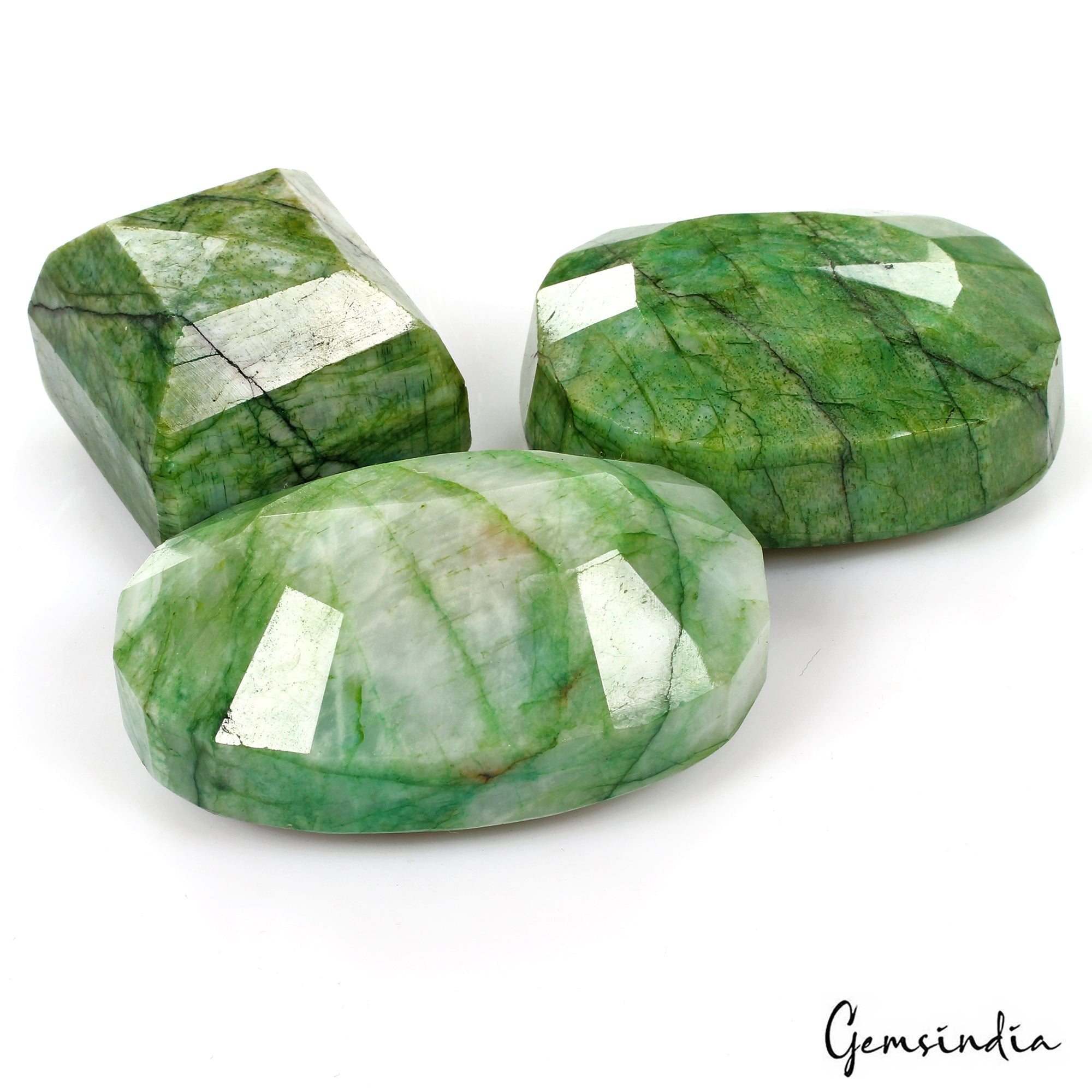 Natural Green Emerald Mix Faceted Earth Mined 1290 Cts Loose Gemstone Lot 3 Pcs