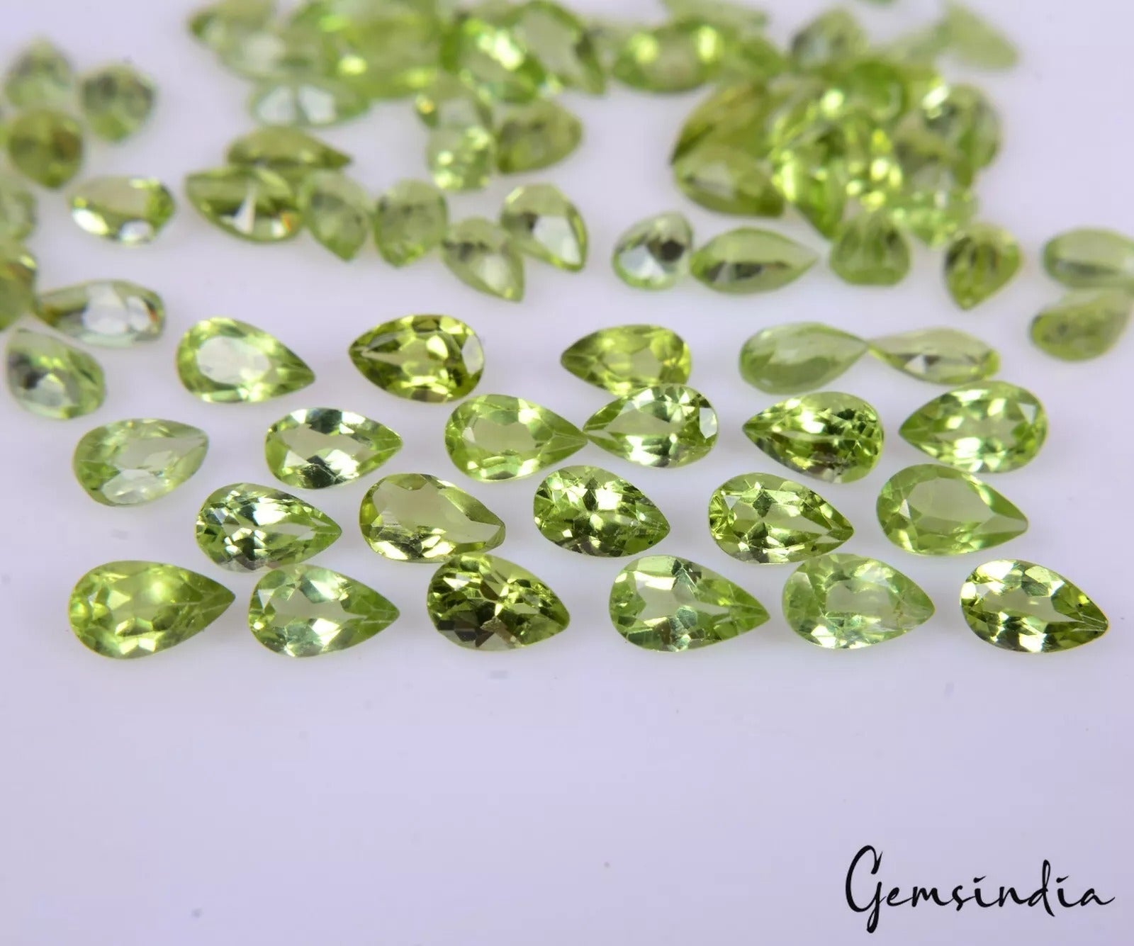 17.10 Cts/77 Pcs Natural Untreated Green Peridot Pear Cut Loose Gems For Jewelry
